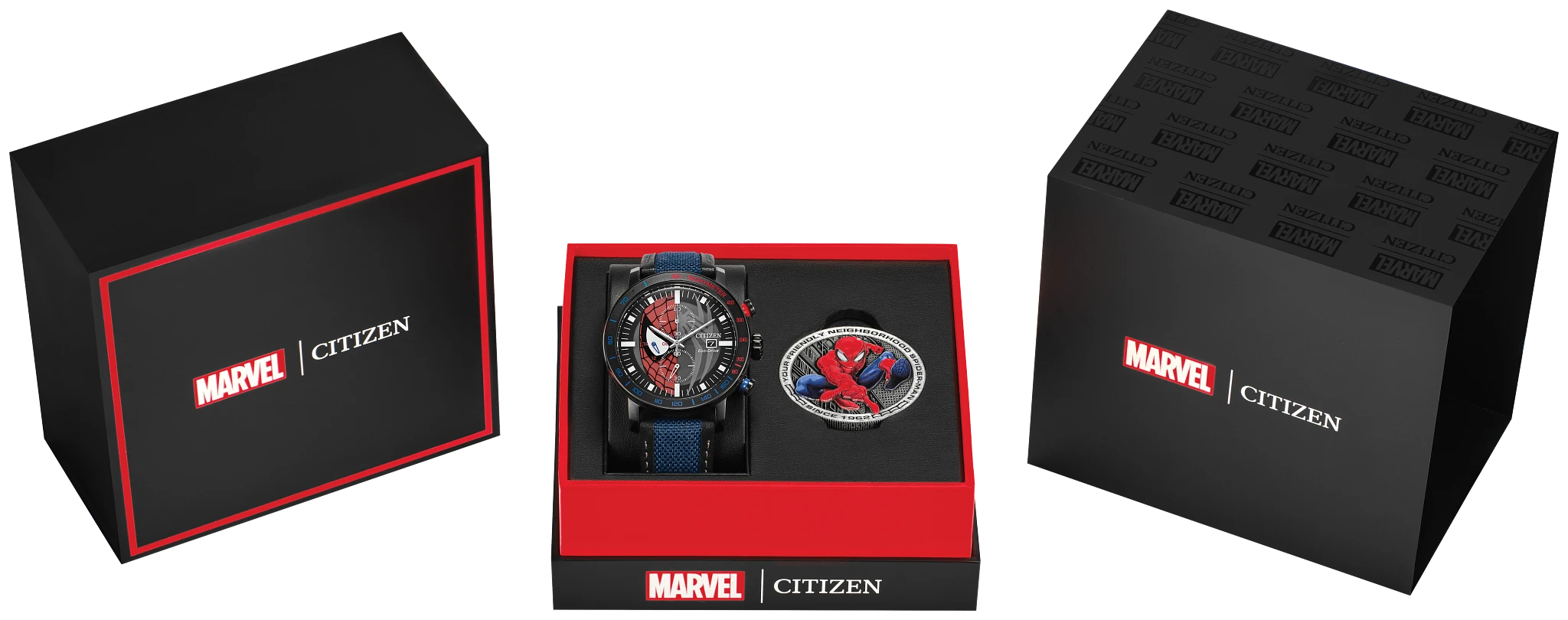 Spider-Man Double Vision Multiple Dial Nylon & Leather Strap
